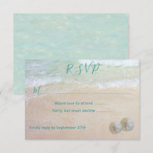 Invitation Dollars de sable RSVP Beach Scène Mariage RSVP
