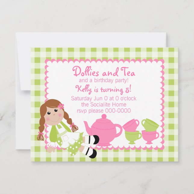 Invitation Dollies Tea Party (Devant)