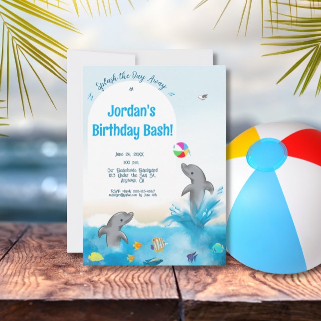 Invitation Dolphin Fun Beach Volleyball enfants Graphisme (Créateur téléchargé)