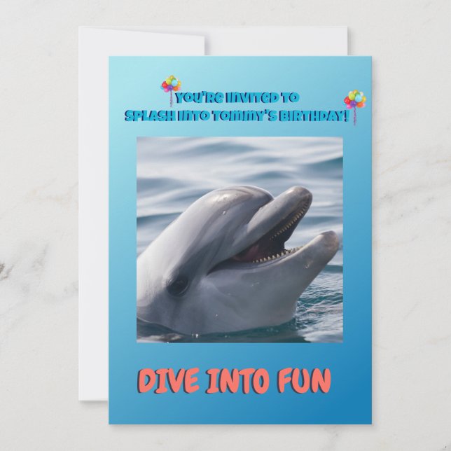 Invitation Dolphin Splash Birthday  (Devant)