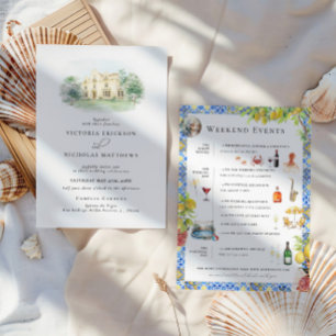 Invitation Domaine Élégant   Week-end de Mariage Illustré