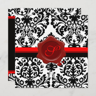 INVITATION DOMMAQUES NOIRS ET BLANCS, ARGENT MONOGRAMME DE SC
