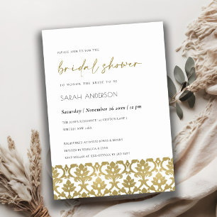 INVITATION DOMMASQUE D'OR CLASSIQUE FÊTE DES MARIÉES DE MOTIF
