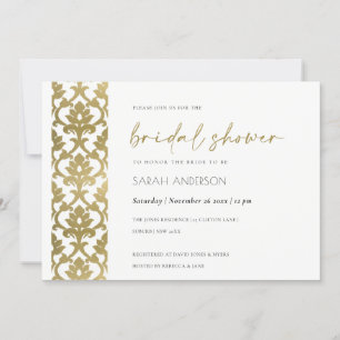 INVITATION DOMMASQUE D'OR CLASSIQUE FÊTE DES MARIÉES DE MOTIF