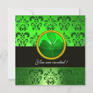 Invitation DOMMASQUE VERT AVEC SHAMROCK, noir