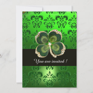 INVITATION DOMMASQUE VERT, JEWEL SHAMROCK D'OR AUX PIELES BLA