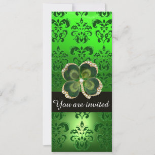 INVITATION DOMMASQUE VERT, JEWEL SHAMROCK D'OR AUX PIELES BLA