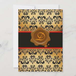 INVITATION DOMMASQUES BROWN ROUGES ET NOIRS, MONOGRAMME DE SC