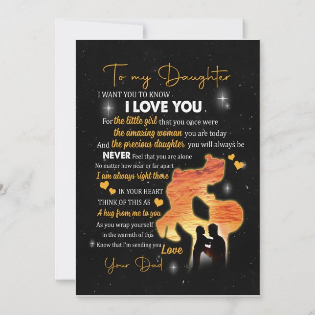 Invitation Don de fille |Lettre À Ma Fille Amour De Papa (Devant)