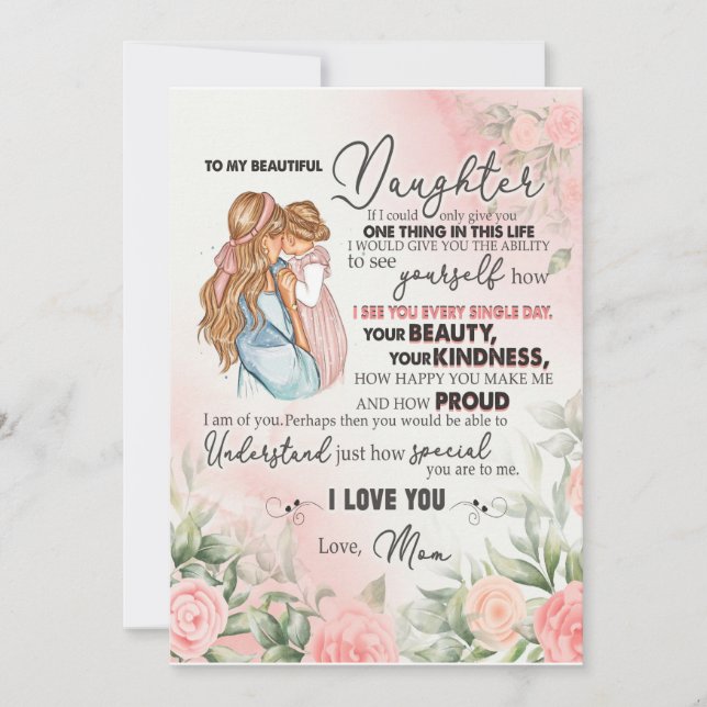 Invitation Don de fille | Lettre À Ma Fille De Maman (Devant)
