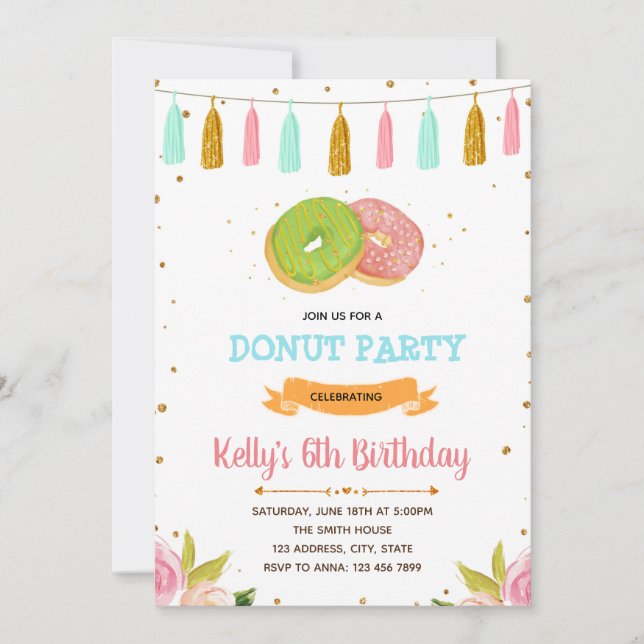 Invitation Don de l'invitation de fête d'anniversaire (Devant)