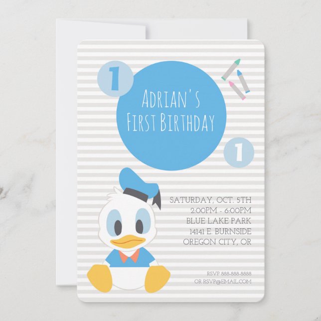 Invitation Donald Duck | Premier anniversaire (Devant)