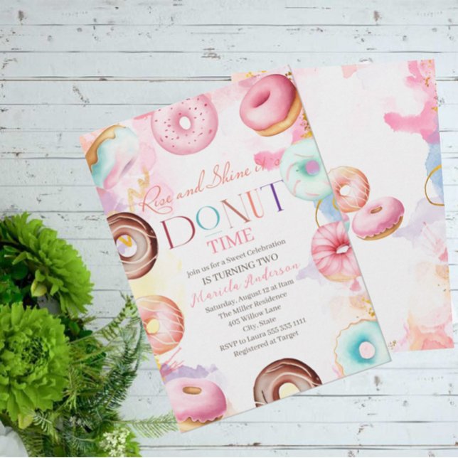 Invitation Donat fête de l'aquarelle à deux ans (Créateur téléchargé)