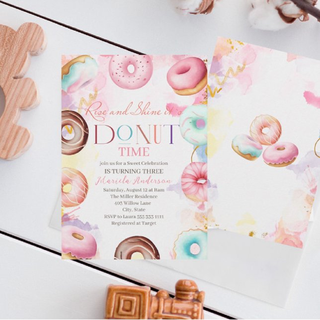 Invitation Donat fête de l'aquarelle à trois ans (Créateur téléchargé)