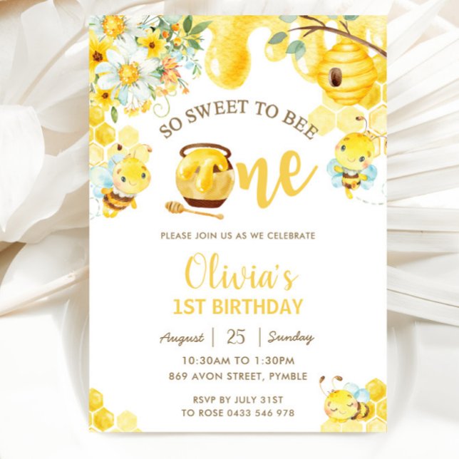 Invitation Donc doux pour être une belle abeille 1er annivers (Créateur téléchargé)