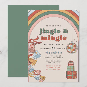 Invitation DONNA Retro Rainbow Jingle Mingle Christmas Party