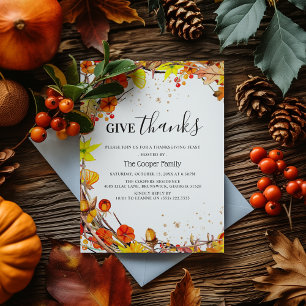 Invitation 'Donnez Merci' Automne Automne Fête d'Action de gr
