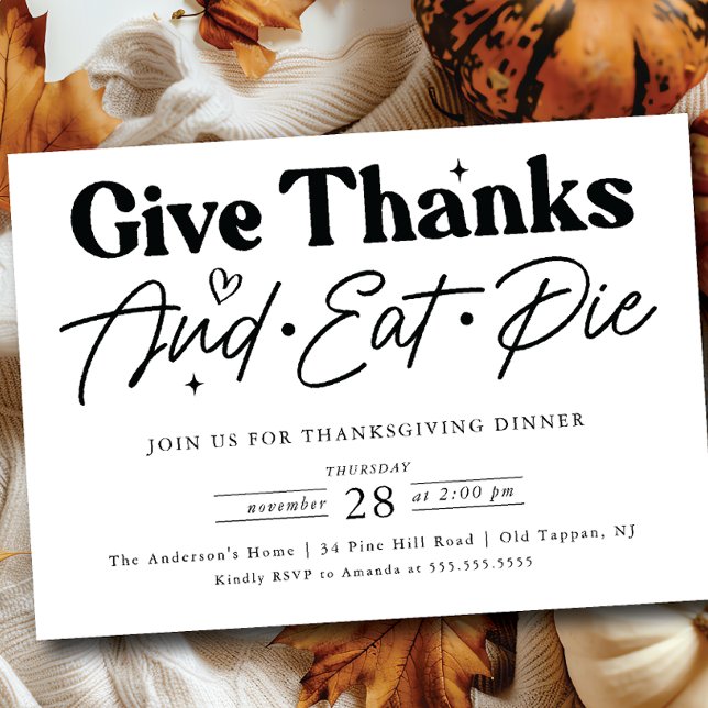 Invitation Donnez Merci Mange Pie Thanksgiving (Créateur téléchargé)