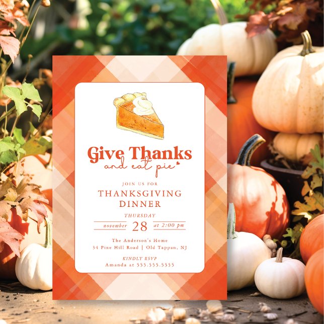 Invitation Donnez Merci Manger Pie Thanksgiving Dîner (Créateur téléchargé)