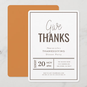 Invitation Donnez Merci Minimaliste Moderne Dîner Thanksgivin