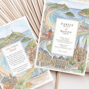 Invitation Donostia San Sebastián Aquarelle Mariage