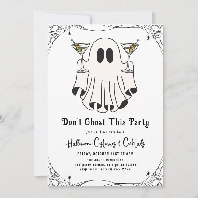 Invitation Dont Ghost Cette Partie Martini Halloween (Devant)