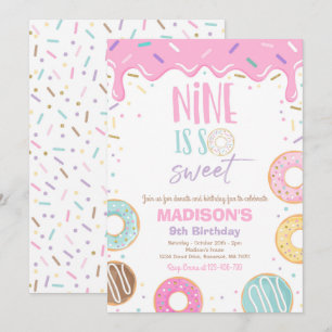 Invitation Donut 9 Anniversaire fêté Neuf est si doux