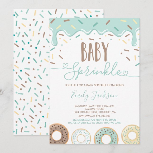 Invitation Donut Bébé Saupoudrée D'amour (Devant / Derrière)