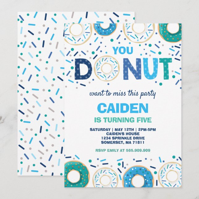 Invitation Donut Birthday Invitation, tu ne veux pas manquer  (Devant / Derrière)