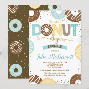 Invitation Donut et Diapeurs Baby Sprinkle Baby shower Garçon