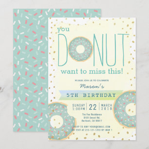 Invitation Donut Green x Gold Boy Anniversaire