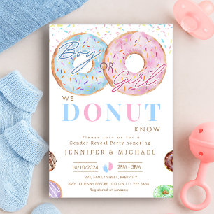 Invitation Donut Know Genre Révéler Garçon Fille Bleu rose Fê