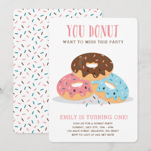 Invitation Donut Miss Cette fête d'anniversaire amusante rose