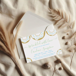 Invitation Donut Parsemé d'Amour Bébé Saupoudré Bleu Vert