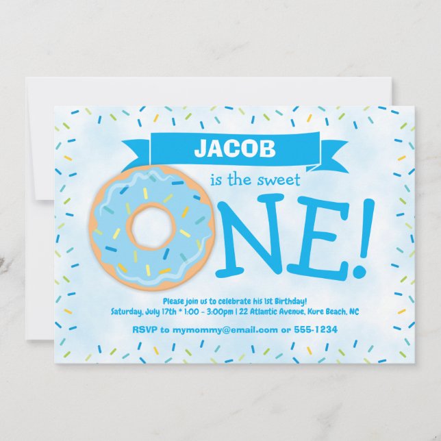 Invitation Donut Party Boy Premier anniversaire (Devant)