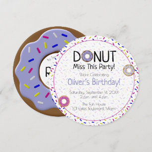 Invitation Donut pourpre Mlle Cette Fête Saupoudrer rond