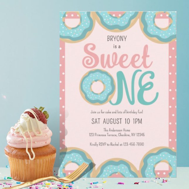 Invitation Donut Sweet Un 1er anniversaire (Créateur téléchargé)