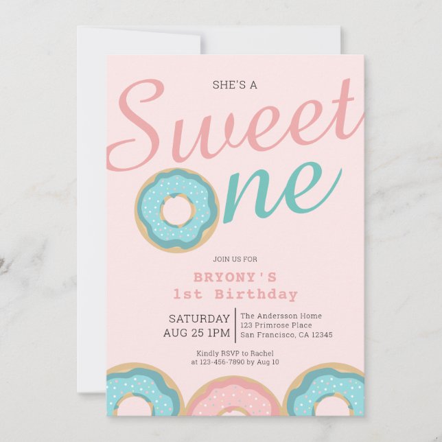 Invitation Donut Sweet Un 1er anniversaire (Devant)
