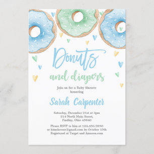 Invitation Donuts and Diapers Baby shower boy