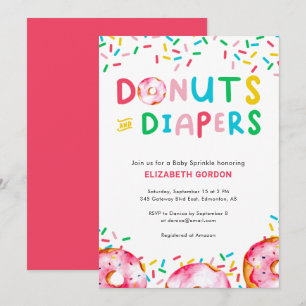 Invitation Donuts & Couches Bébé Sprinkle Mignon Coloré Fun I