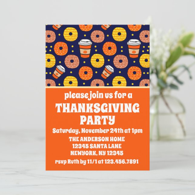 Invitation Donuts et café d'automne à la citrouille Thanksgiv (Debout devant)