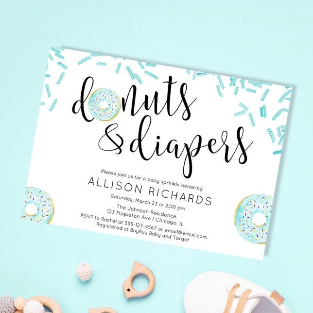 Invitation Donuts et couches garçon saupoudrer bébé (Créateur téléchargé)
