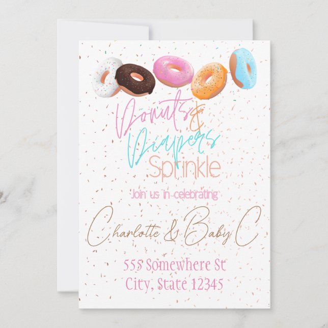 Invitation Donuts et Couches Sprinkle (Devant)