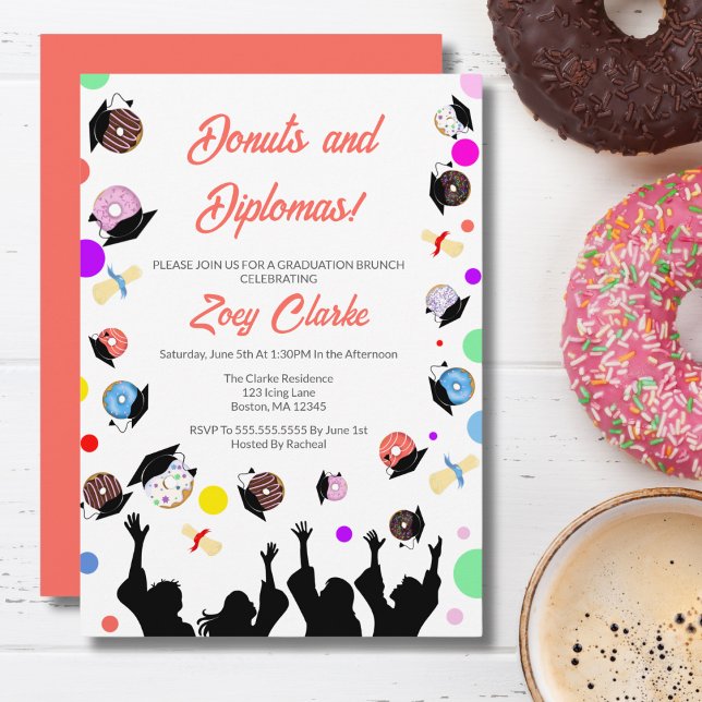 Invitation Donuts et diplômes avec diplômés (Créateur téléchargé)