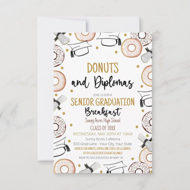 Invitation Donuts et Diplômes Célébration des diplômes (Devant)