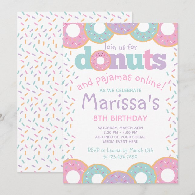 Invitation Donuts et Pajamas (Devant / Derrière)