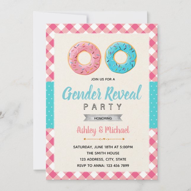 Invitation Donuts Genre révéler l'invitation de la fête (Devant)
