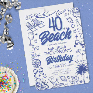 Invitation Doodle 40 Tendu À La Main Est Un Anniversaire De P