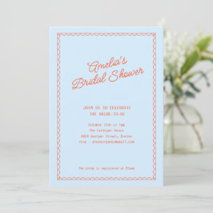 Invitation Doodle de plaquemine bleue Bordure festonnée Baby 