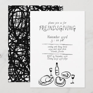 Invitation Doodle d'illustration pour Friendsgivin